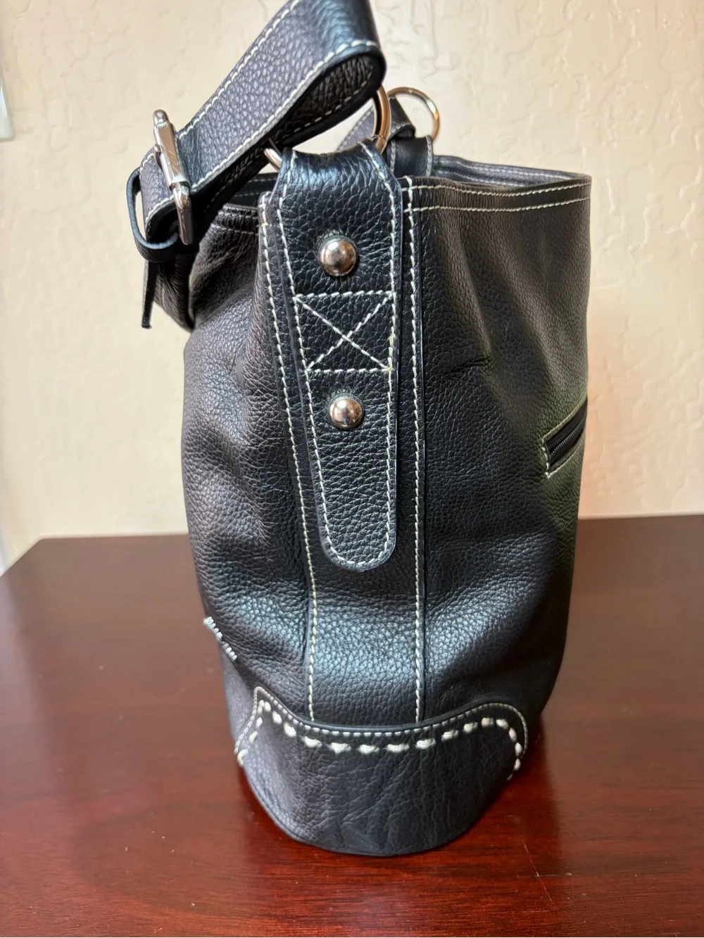 Daniela Moda Black Italian Leather Shoulder Hobo Bag